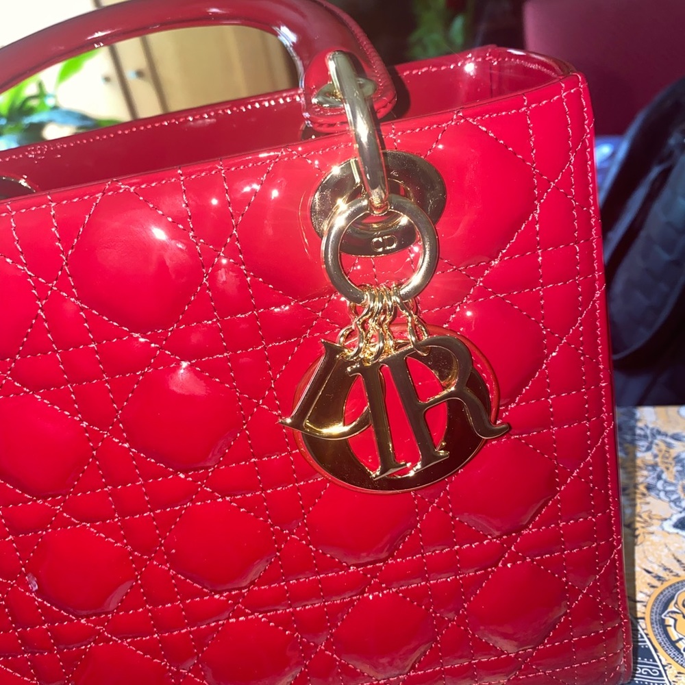 Christian Dior Lady Bag Cherry Red Medium - Picture 2 of 4